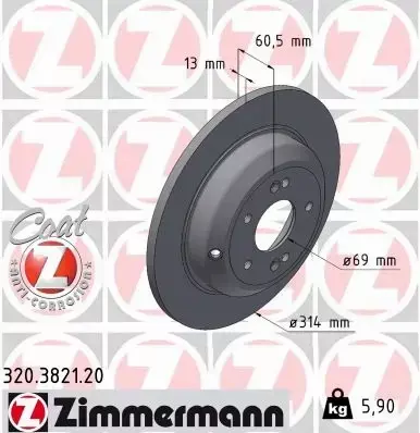 ZIMMERMANN TARCZE HAMULCOWE 320.3821.20 