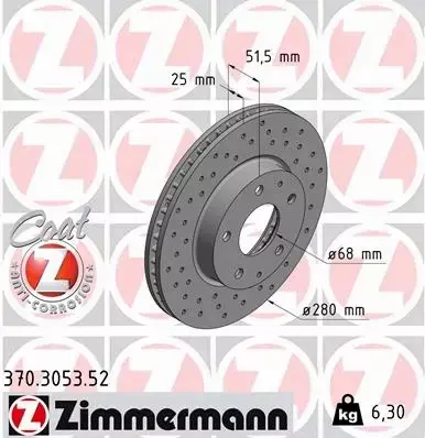 ZIMMERMANN TARCZE+KLOCKI PRZÓD MAZDA 3 BM 280MM 