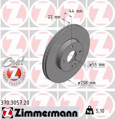 ZIMMERMANN TARCZE+KLOCKI PRZÓD MAZDA 2 DL 258MM 