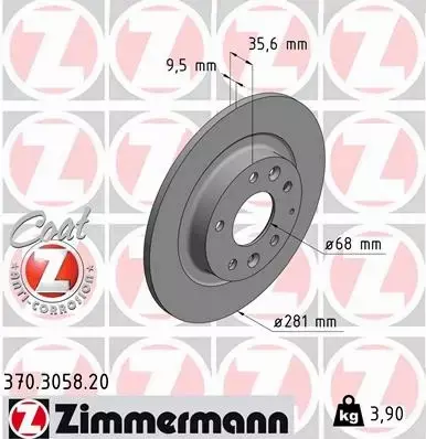 ZIMMERMANN TARCZE HAMULCOWE TYŁ 370.3058.20 