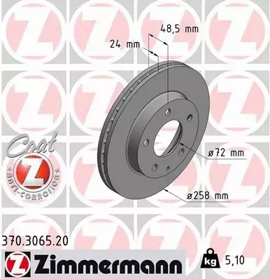 ZIMMERMANN TARCZE HAMULCOWE PRZÓD 370.3065.20 