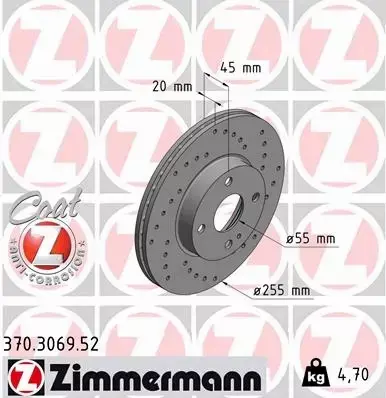 ZIMMERMANN TARCZE HAMULCOWE SPORT PRZÓD 370.3069.52 