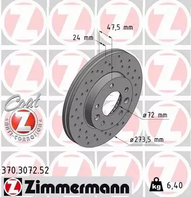 ZIMMERMANN TARCZA HAMULCOWA 370.3072.52 