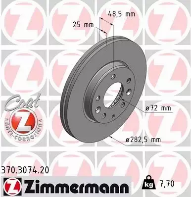 ZIMMERMANN TARCZE PRZÓD MAZDA 6 GG GY 283MM 