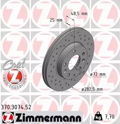 ZIMMERMANN TARCZE+KLOCKI P+T MAZDA 6 GG GY 283MM 