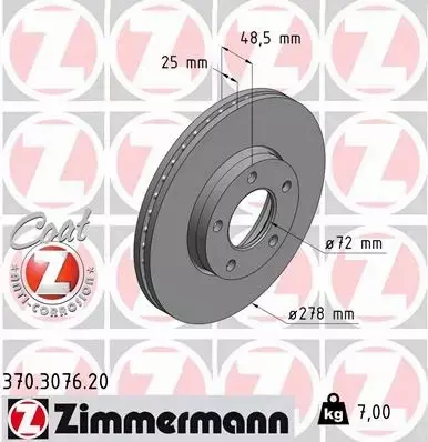 ZIMMERMANN TARCZE+KLOCKI PRZÓD MAZDA 3 CR19 CW 