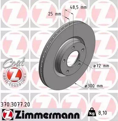 ZIMMERMANN TARCZE+KLOCKI PRZÓD MAZDA 5 CR19 CW 300MM 