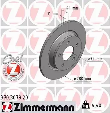 ZIMMERMANN TARCZE TYŁ MAZDA 3 BK BL 5 CR19 CW 280MM 