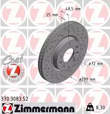 ZIMMERMANN SPORT TARCZE+KLOCKI P MAZDA 6 GH 299MM 