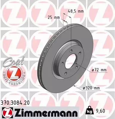 ZIMMERMANN TARCZA HAMULCOWA 370.3084.20 