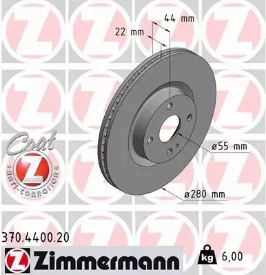 ZIMMERMANN TARCZE HAMULCOWE PRZÓD 370.4400.20 