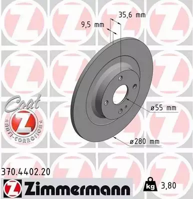 ZIMMERMANN TARCZE HAMULCOWE TYŁ 370.4402.20 