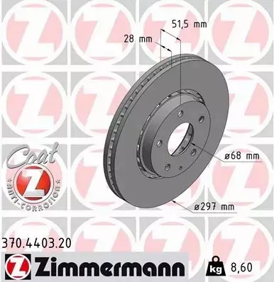 ZIMMERMANN TARCZE HAMULCOWE PRZÓD 370.4403.20 