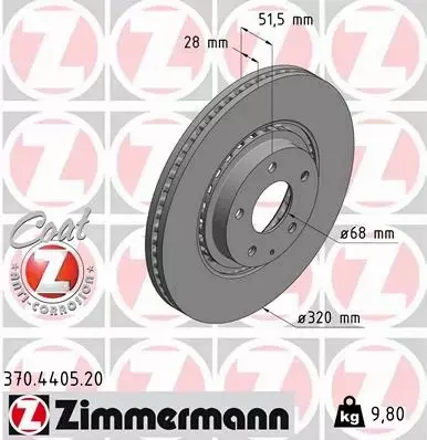 ZIMMERMANN TARCZA HAMULCOWA 370.4405.20 