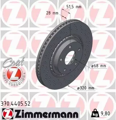 ZIMMERMANN TARCZE HAMULCOWE 370.4405.52 