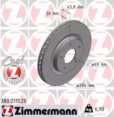 ZIMMERMANN TARCZE PRZÓD CHRYSLER SEBRING 294MM 