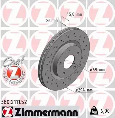 ZIMMERMANN TARCZE HAMULCOWE SPORT PRZÓD 380.2111.52 