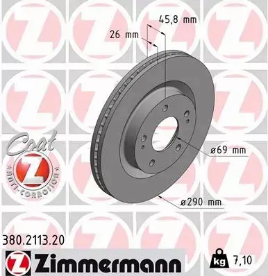 ZIMMERMANN TARCZE HAMULCOWE PRZÓD 380.2113.20 