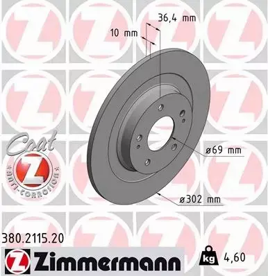 ZIMMERMANN TARCZE+KLOCKI T CITROEN C4 AIRCROSS 302MM 