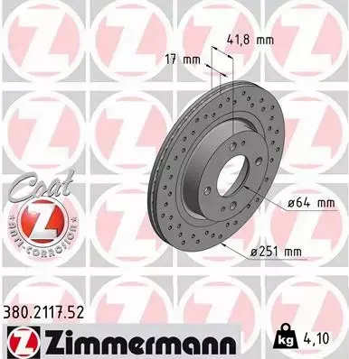 ZIMMERMANN TARCZE HAMULCOWE SPORT PRZÓD 380.2117.52 