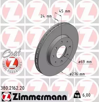 ZIMMERMANN TARCZE HAMULCOWE PRZÓD 380.2162.20 