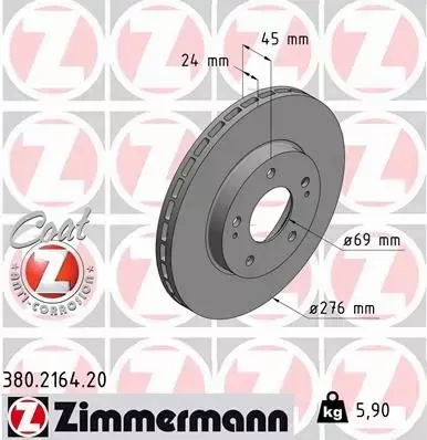 ZIMMERMANN TARCZE HAMULCOWE PRZÓD 380.2164.20 