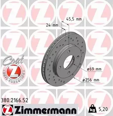 ZIMMERMANN TARCZE HAMULCOWE SPORT PRZÓD 380.2166.52 