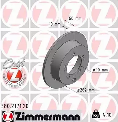 ZIMMERMANN TARCZE HAMULCOWE TYŁ 380.2171.20 