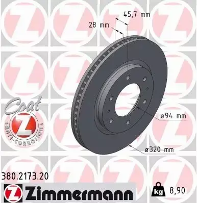 ZIMMERMANN TARCZE HAMULCOWE 380.2173.20 