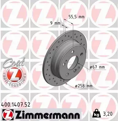 ZIMMERMANN TARCZA HAMULCOWA 400.1407.52 