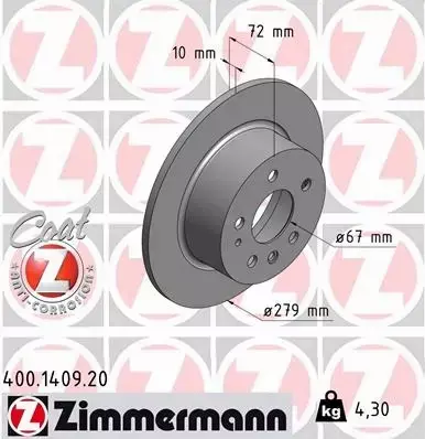 ZIMMERMANN TARCZA HAMULCOWA 400.1409.20 