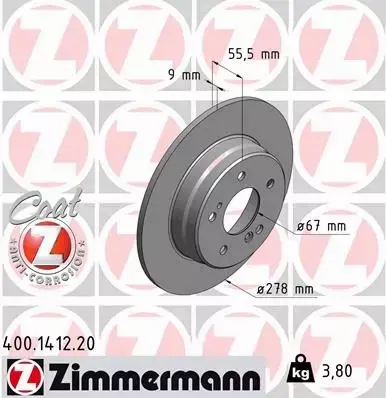 ZIMMERMANN TARCZE+KLOCKI T MERCEDES C W202 278MM 