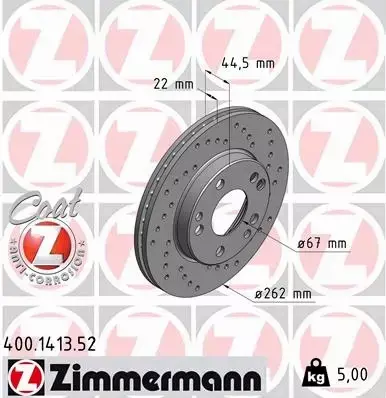 ZIMMERMANN TARCZA HAMULCOWA 400.1413.52 