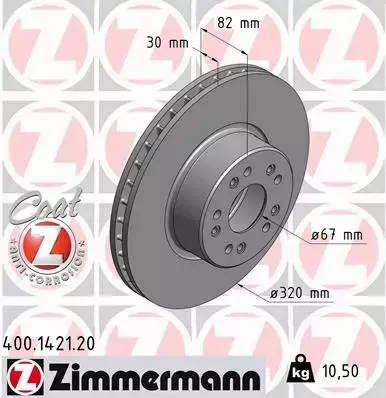 ZIMMERMANN TARCZE HAMULCOWE PRZÓD 400.1421.20 