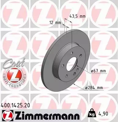 ZIMMERMANN TARCZE HAMULCOWE PRZÓD 400.1425.20 