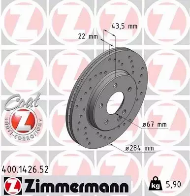 ZIMMERMANN TARCZA HAMULCOWA 400.1426.52 