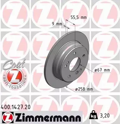 ZIMMERMANN TARCZE+KLOCKI T MERCEDES C W202 258MM 