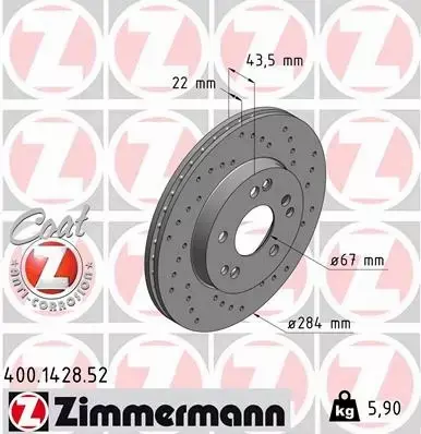 ZIMMERMANN TARCZE+KLOCKI P MERCEDES E W124 284MM 