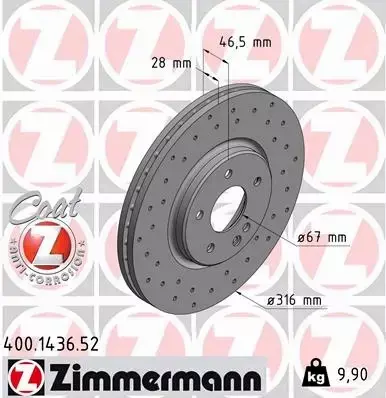 ZIMMERMANN TARCZE+KLOCKI P MERCEDES E W210 316MM 