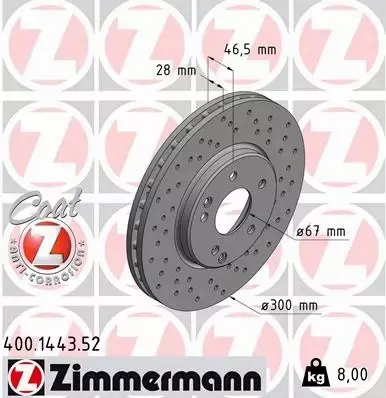 ZIMMERMANN TARCZE+KLOCKI P+T MERCEDES SLK R171 300MM 