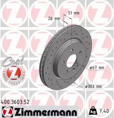 ZIMMERMANN TARCZE HAMULCOWE SPORT PRZÓD 400.3603.52 