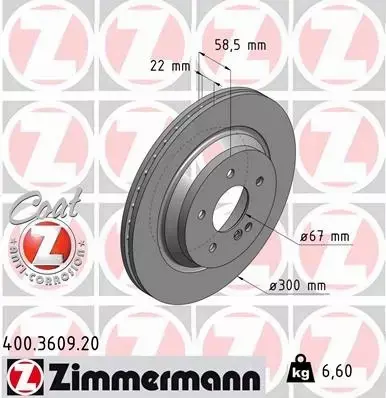 ZIMMERMANN TARCZE HAMULCOWE TYŁ 400.3609.20 