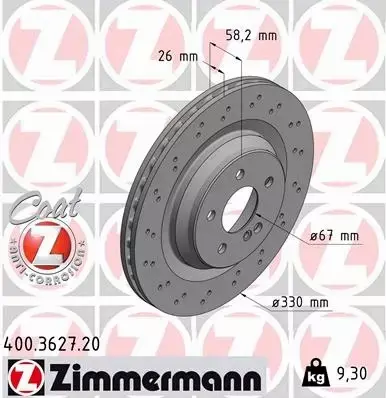 ZIMMERMANN TARCZE HAMULCOWE TYŁ 400.3627.20 