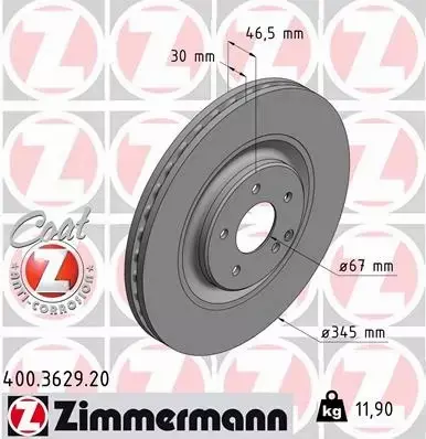 ZIMMERMANN TARCZE+KLOCKI P+T MERCEDES C W203 345MM 