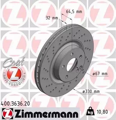 ZIMMERMANN TARCZE+KLOCKI P MERCEDES E W211 330MM 