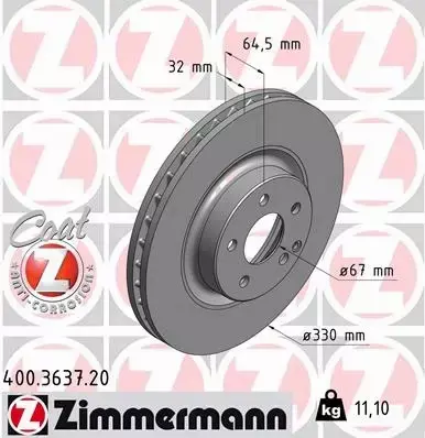 ZIMMERMANN TARCZE+KLOCKI P+T MERCEDES CLS C219 330MM 