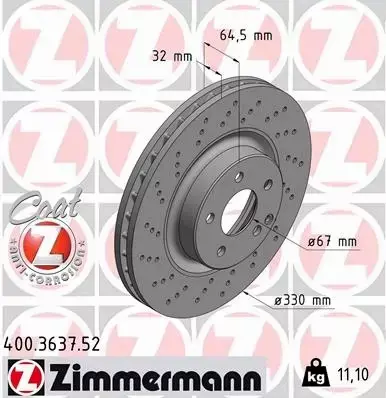 ZIMMERMANN TARCZE HAMULCOWE SPORT PRZÓD 400.3637.52 