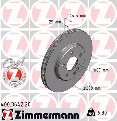 ZIMMERMANN TARCZE HAMULCOWE PRZÓD 400.3642.20 