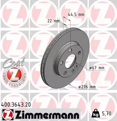 ZIMMERMANN TARCZE+KLOCKI P+T MERCEDES A W169 276MM 