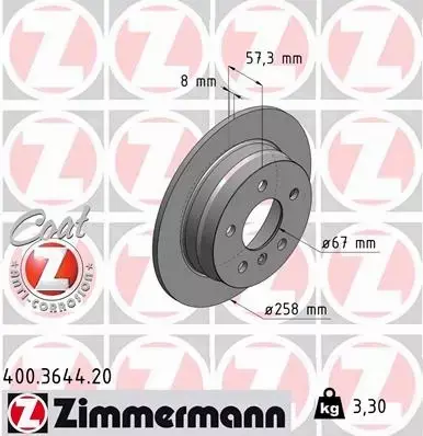 ZIMMERMANN TARCZE+KLOCKI TYŁ MERCEDES A W169 258MM 